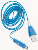 Кабель для Xiaomi, Prolike USB Micro 5 pin AM-BM с индикацией заряда, 1,2 м, синий - фото